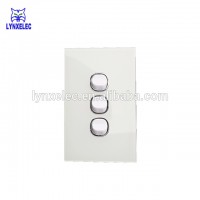 Australian SAA approval high quality 250V 15A 3 gang glass switch